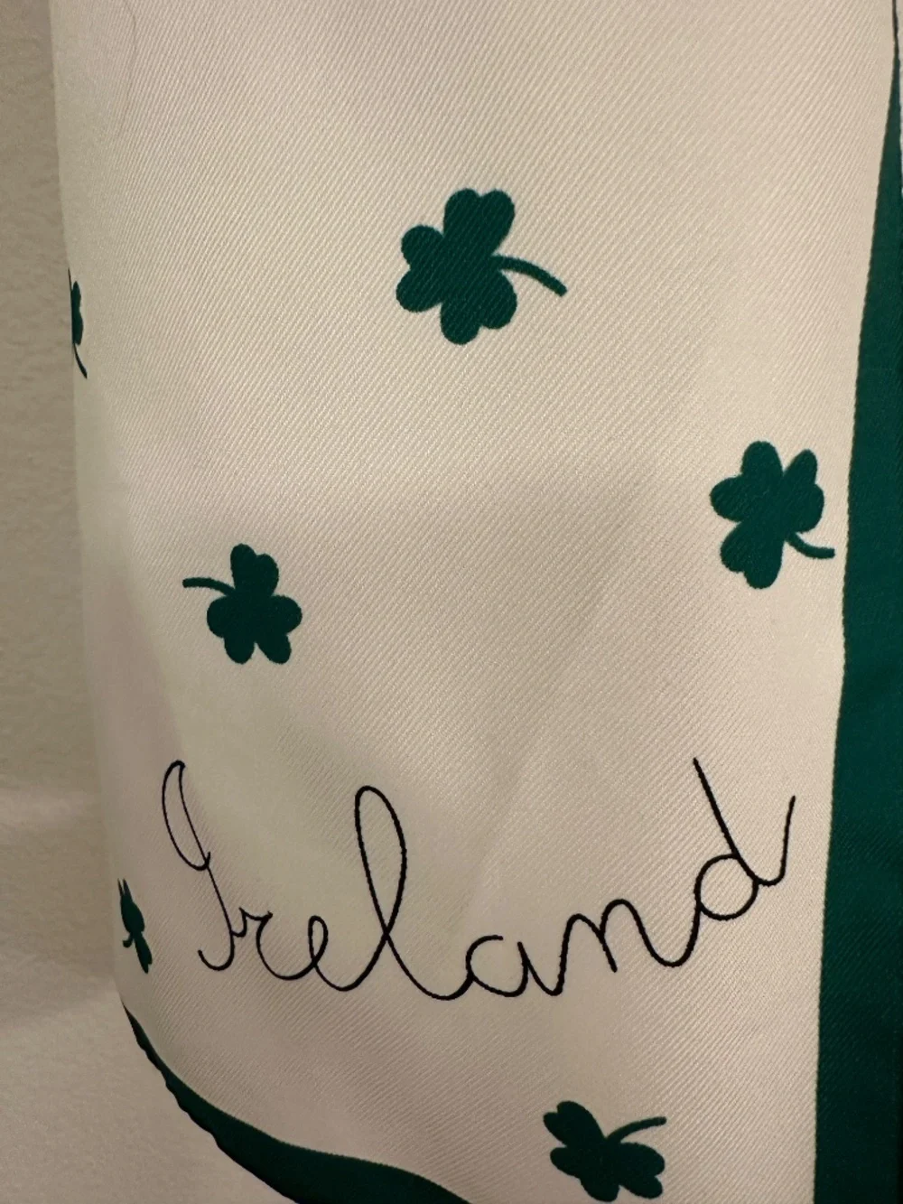 Ireland Shamrock Scarf Green White Polyester St Patrick's Day Irish Clover